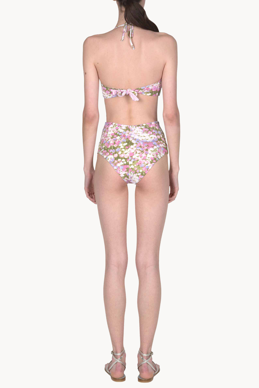 Band And High Waist Slip Bikini Pink Monet