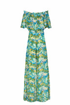 Tuta blu Monet scollata sulle spalle