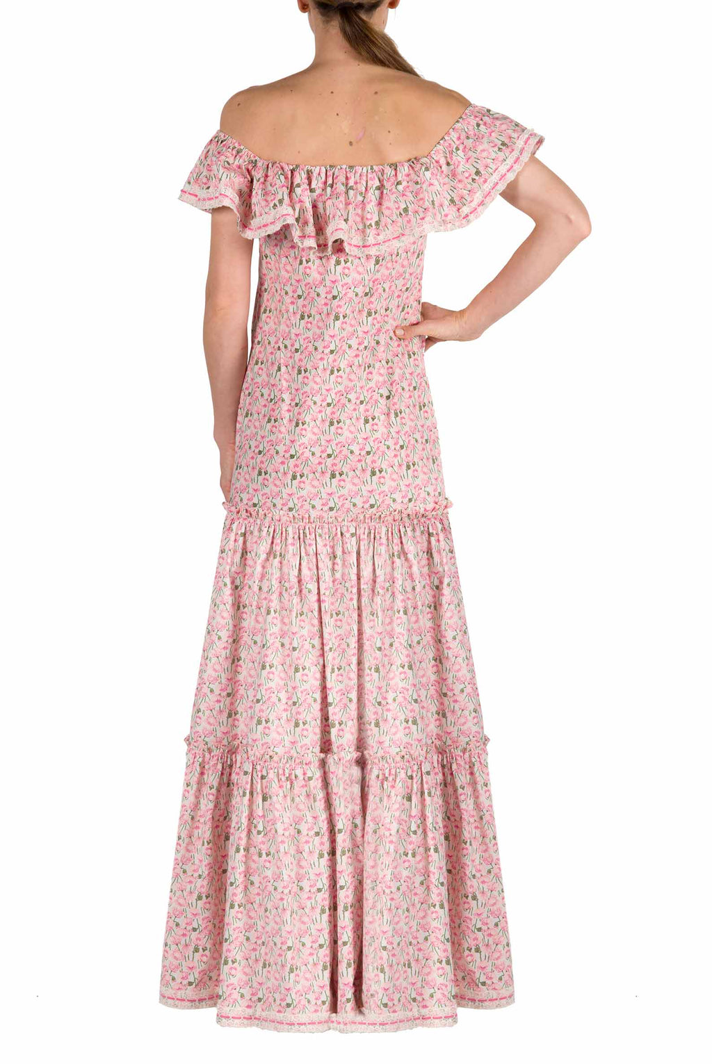 Vestito in cotone elasticizzato con stampa Micro Papaveri