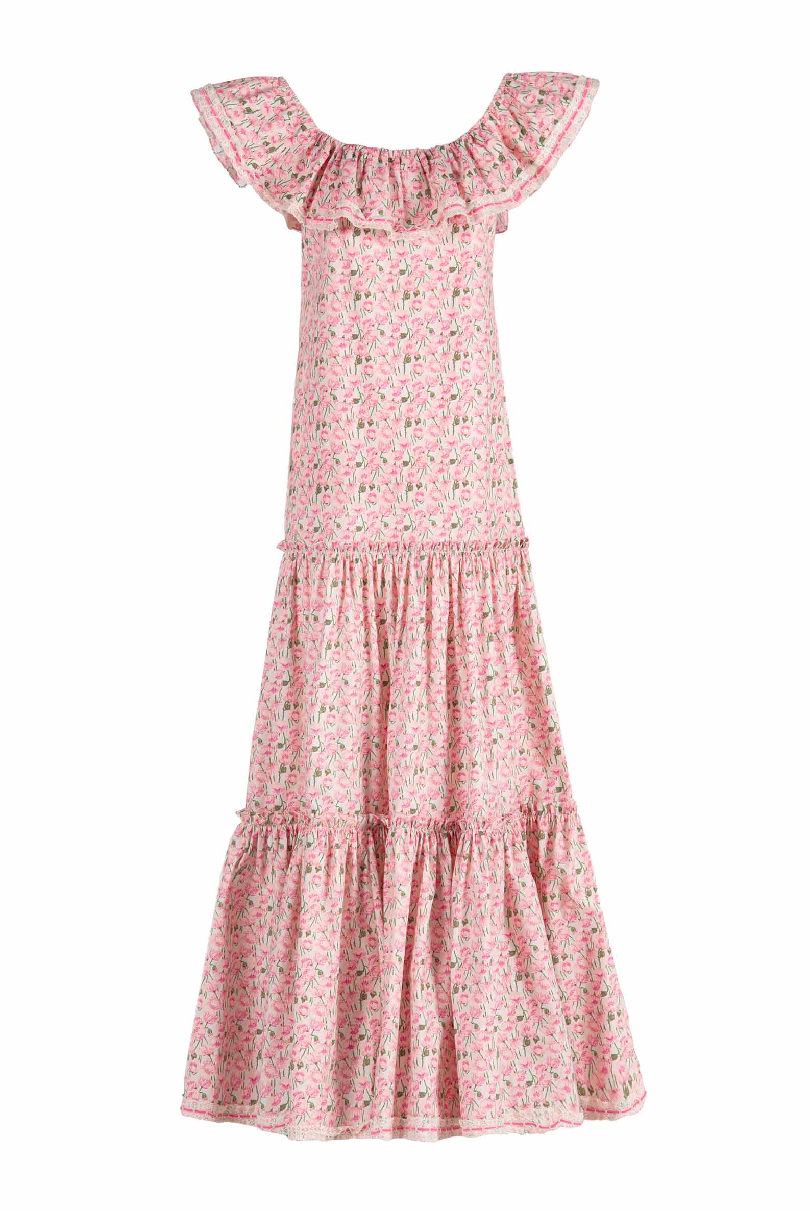 Vestito in cotone elasticizzato con stampa Micro Papaveri