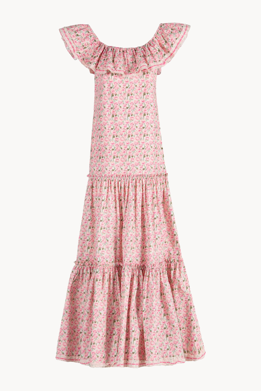 Vestito in cotone elasticizzato con stampa Micro Papaveri