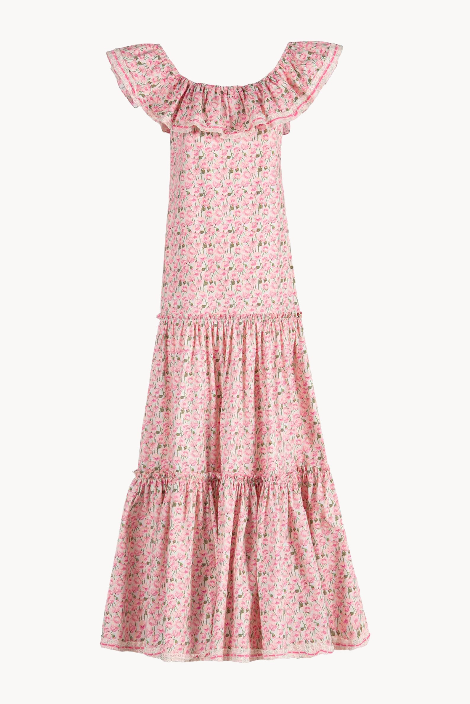 Vestito in cotone elasticizzato con stampa Micro Papaveri