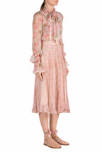Blusa in chiffon con stampa Macro Papaveri
