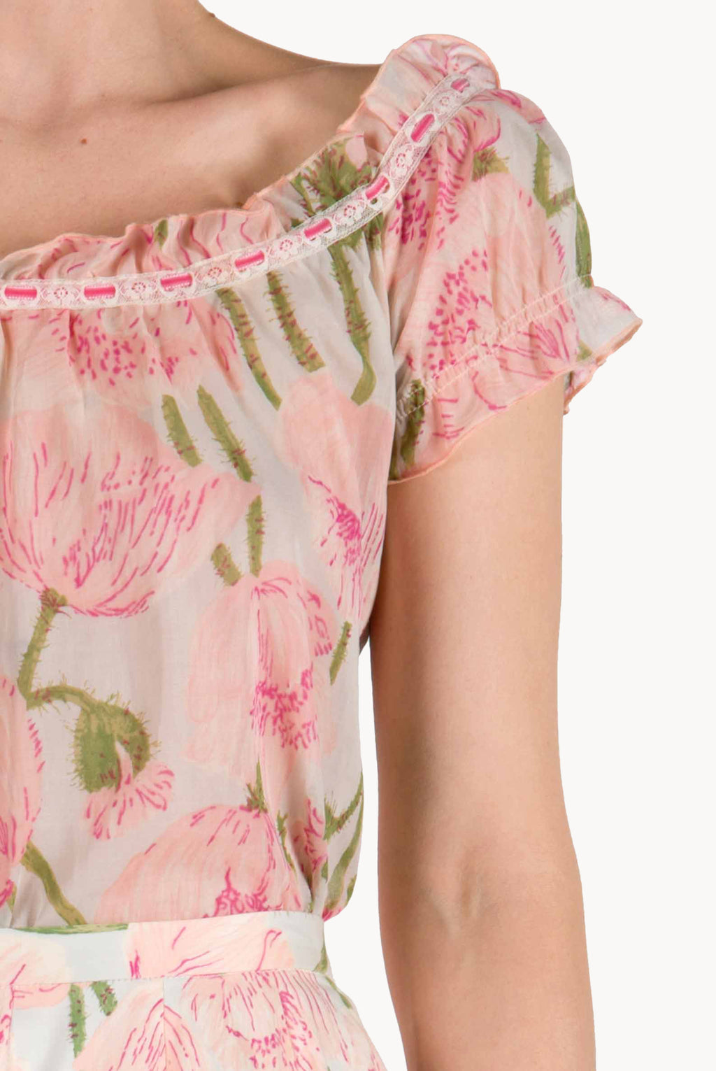 Blusa con stampa Macro Papaveri