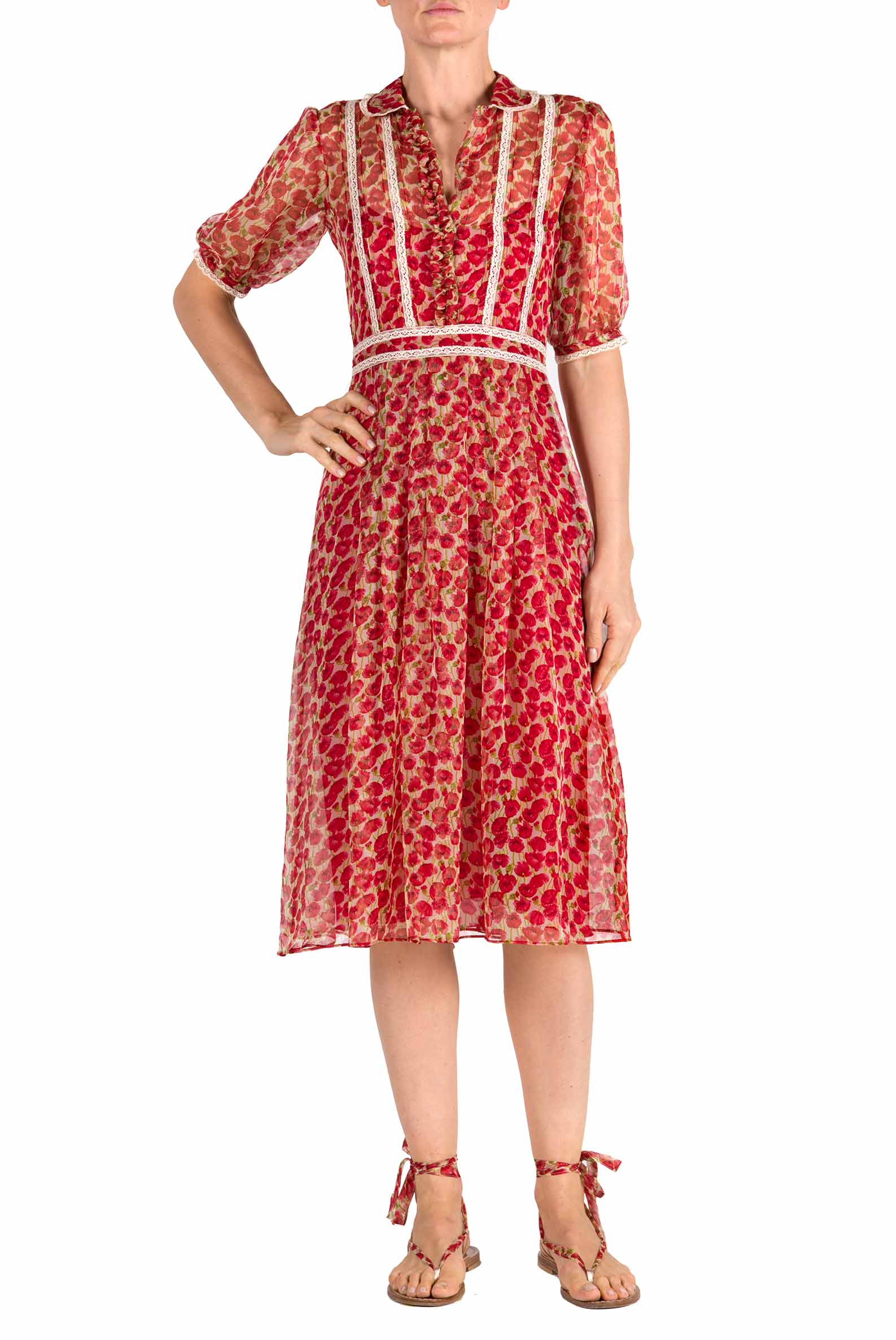 Vestito chemisier con stampa Micro Papaveri