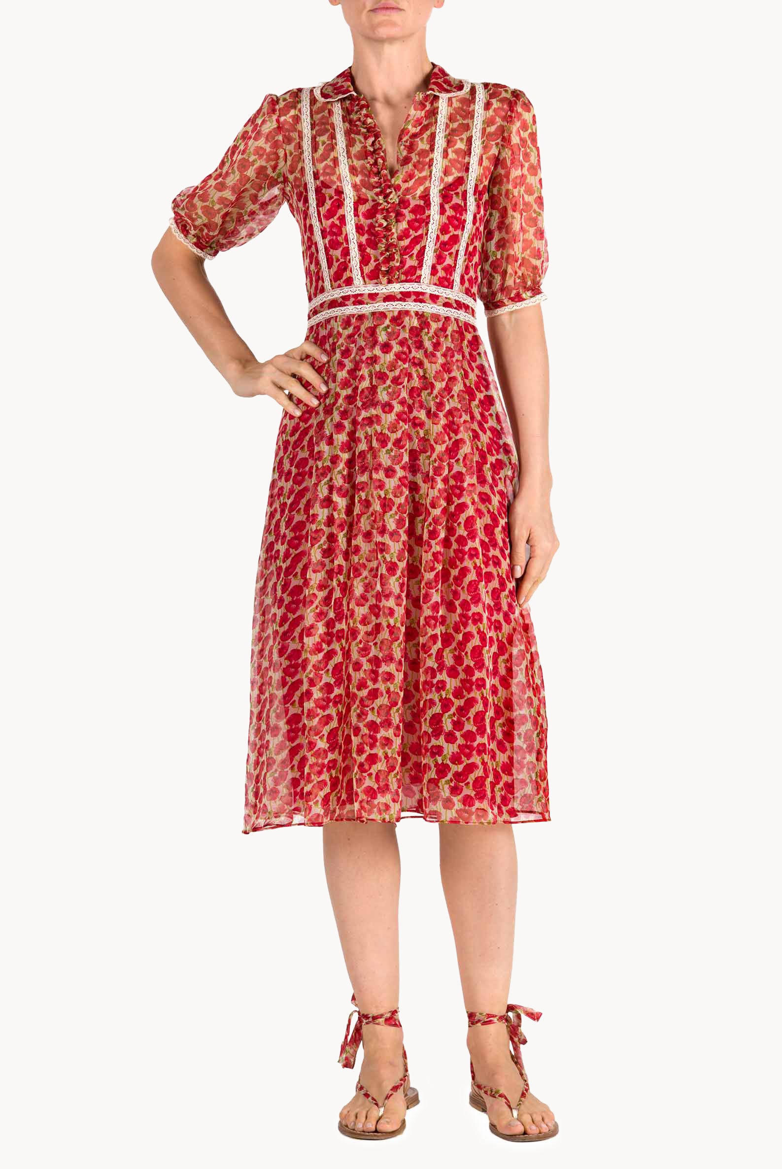 Vestito chemisier con stampa Micro Papaveri