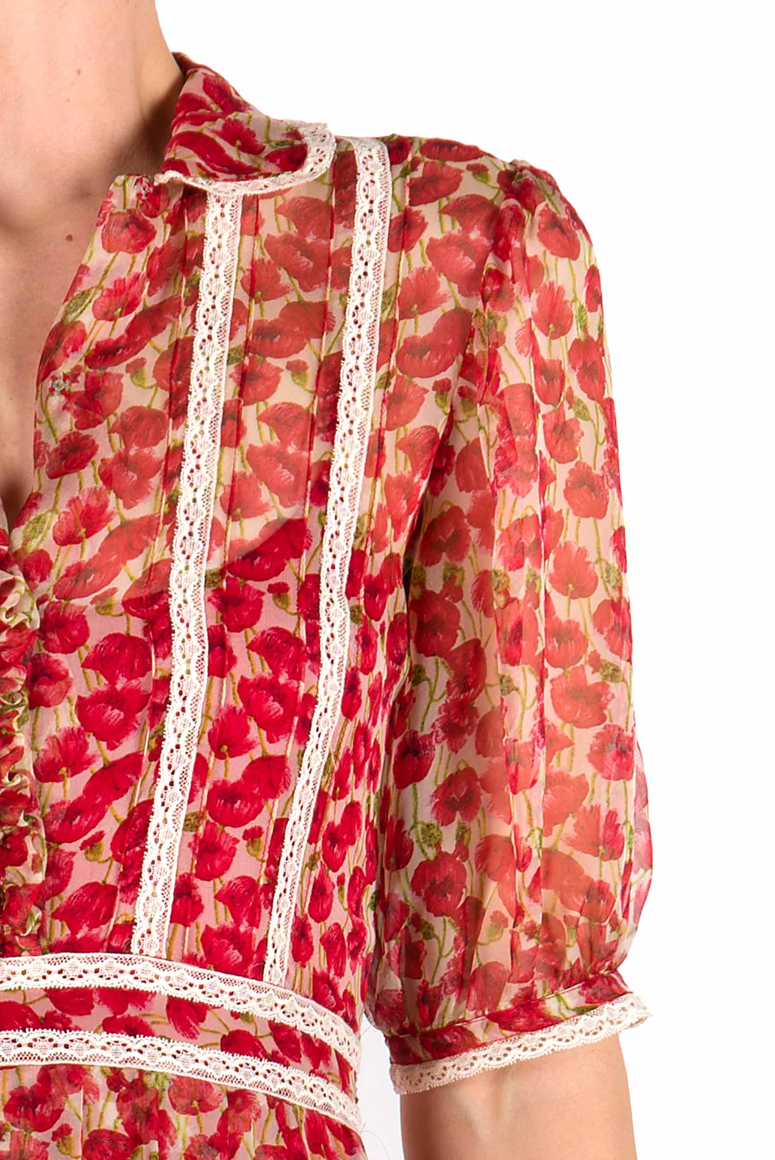 Vestito chemisier con stampa Micro Papaveri