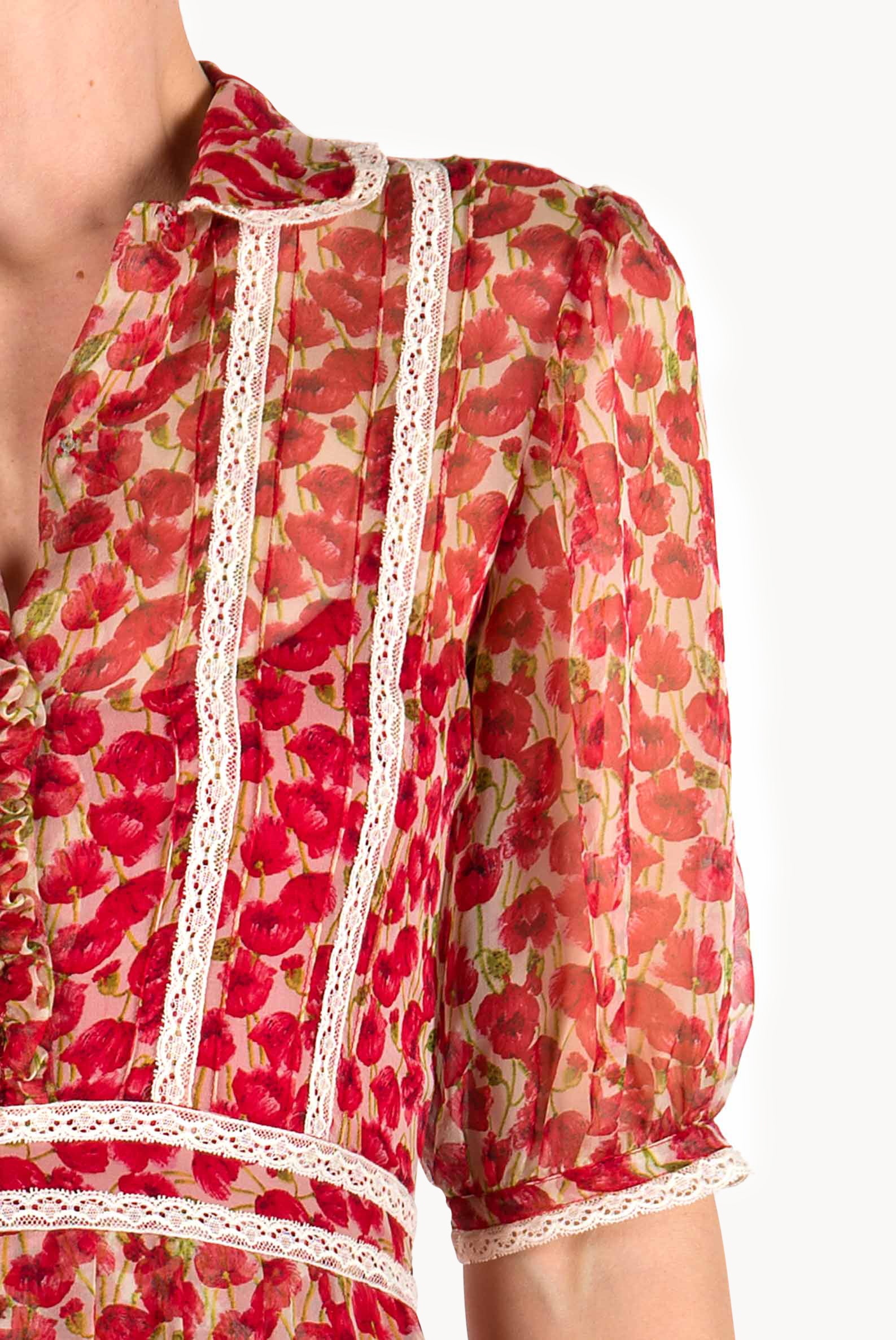 Vestito chemisier con stampa Micro Papaveri