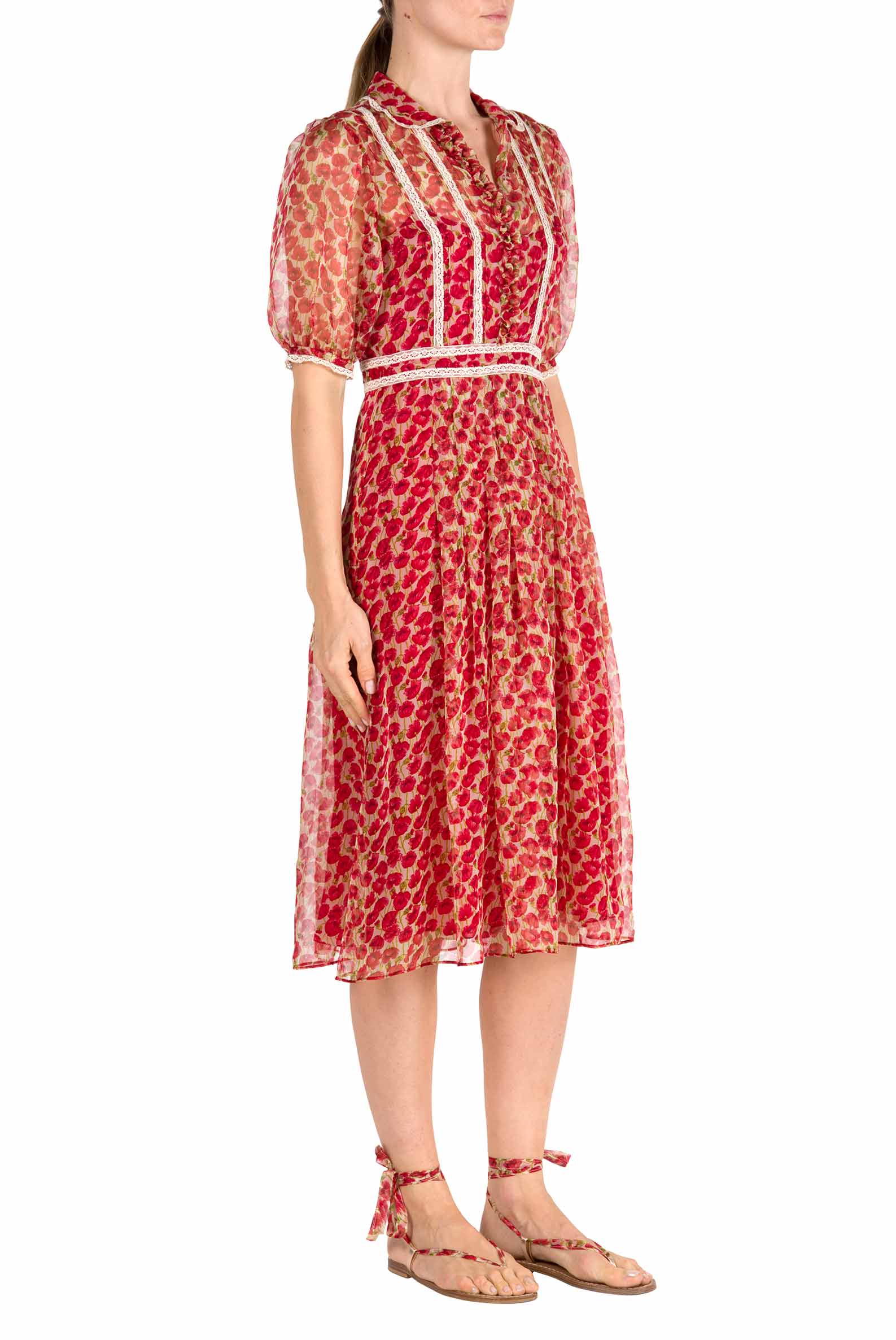 Vestito chemisier con stampa Micro Papaveri