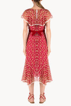 Vestito in chiffon con stampa Micro Papaveri