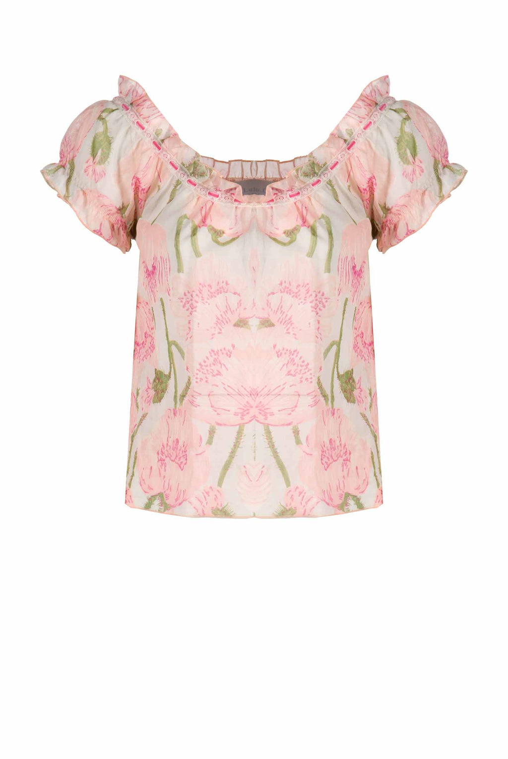 Blusa con stampa Macro Papaveri