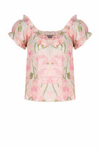 Blusa con stampa Macro Papaveri