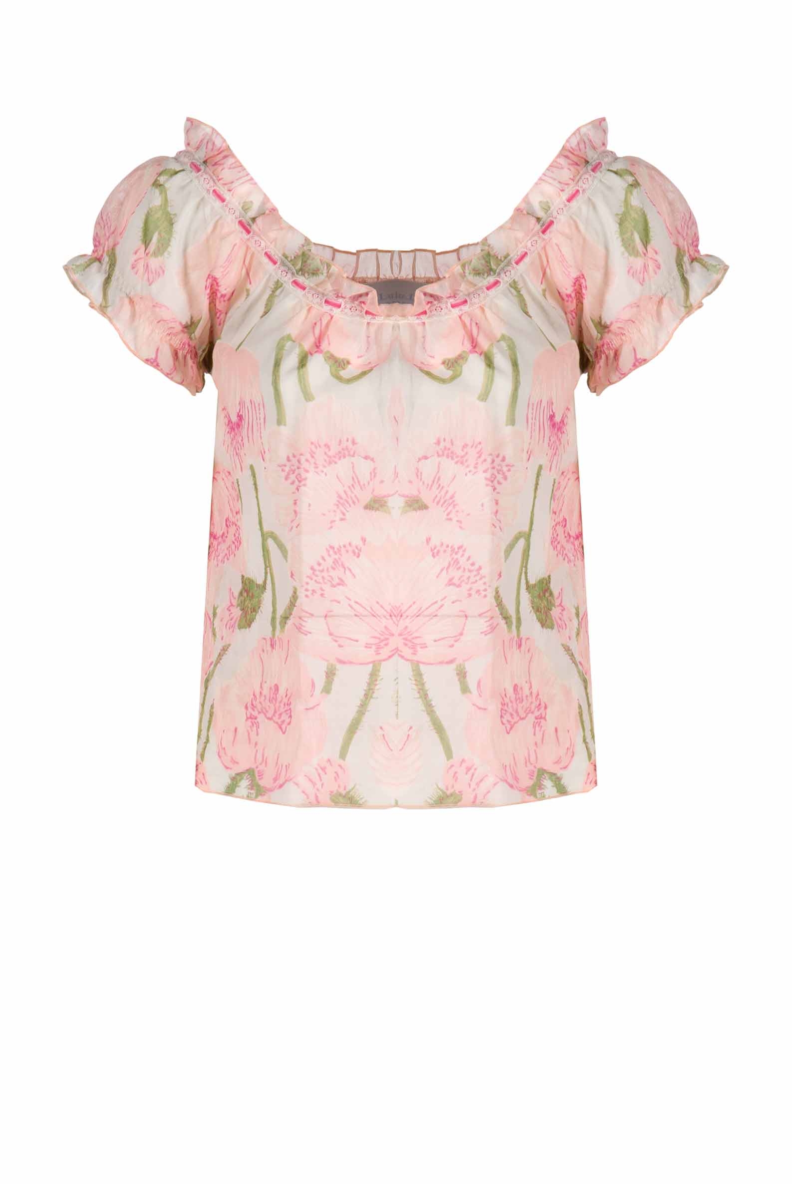 Blusa con stampa Macro Papaveri