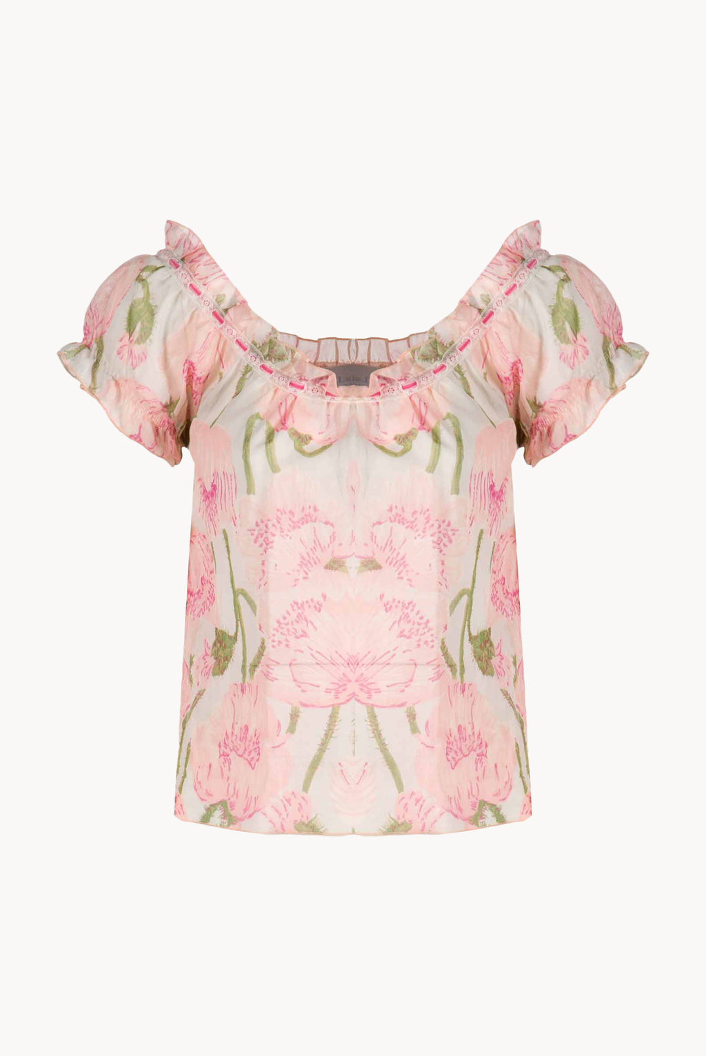 Blusa con stampa Macro Papaveri