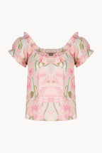 Blusa con stampa Macro Papaveri