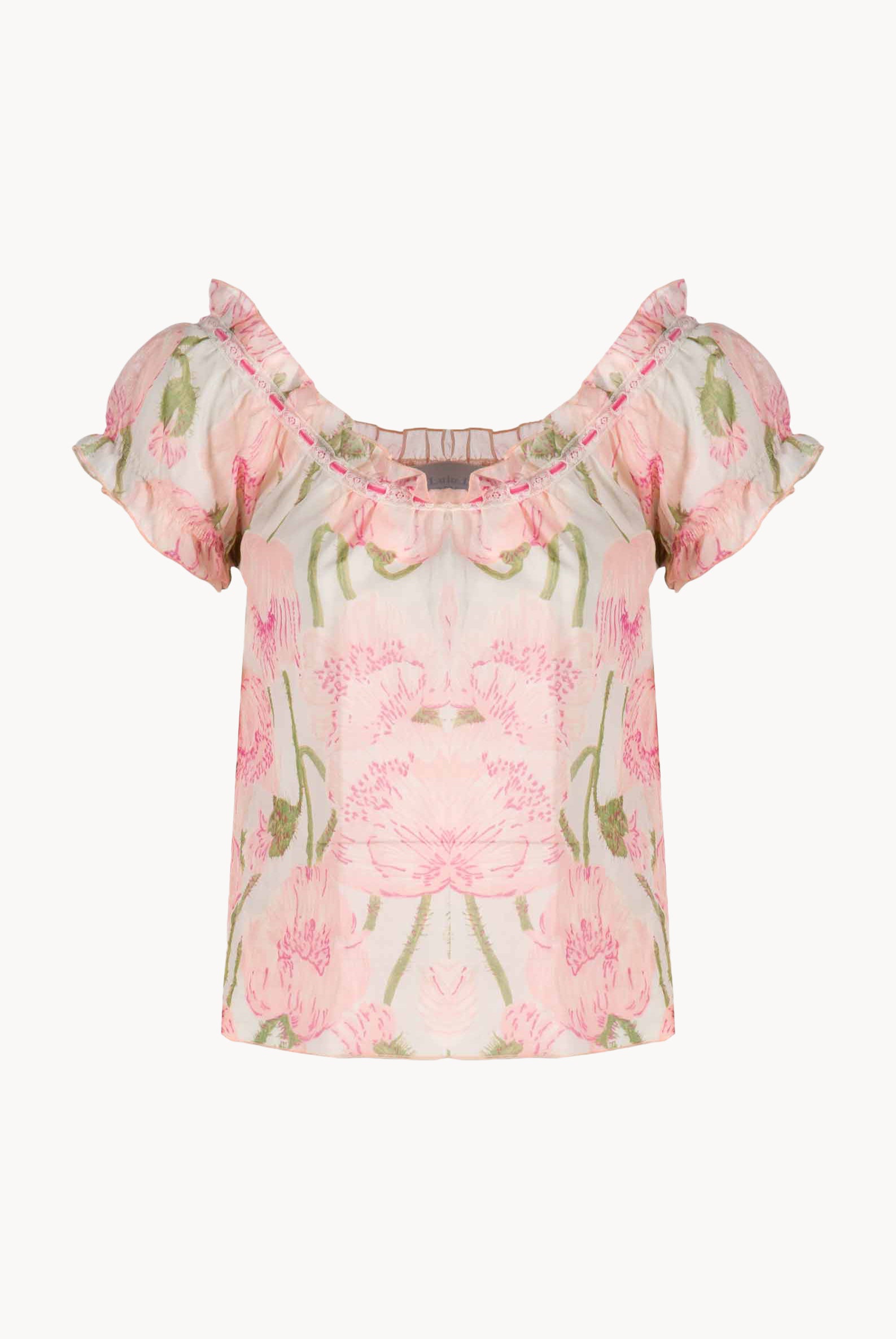 Blusa con stampa Macro Papaveri