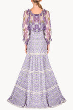 Blusa in chiffon con stampa Macro Papaveri