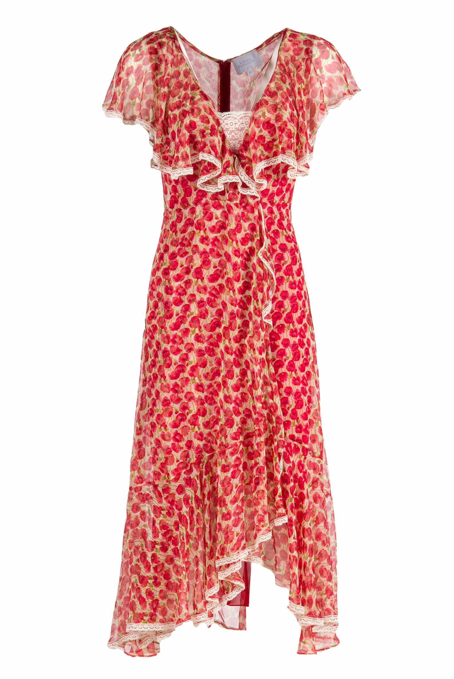 Vestito in chiffon con stampa Micro Papaveri