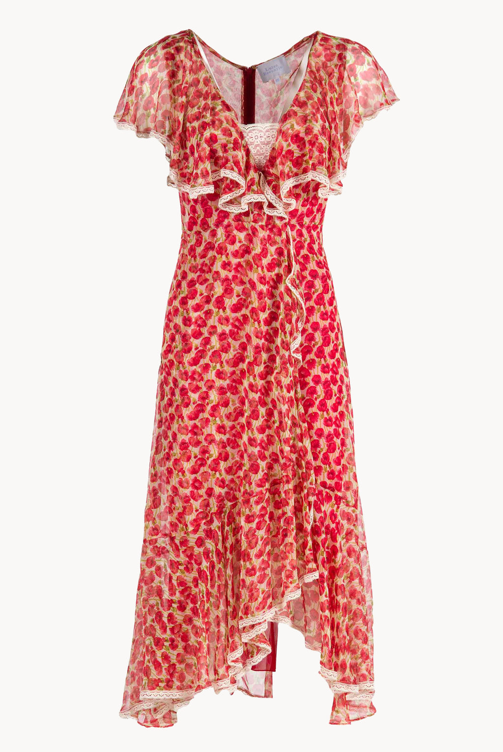 Vestito in chiffon con stampa Micro Papaveri