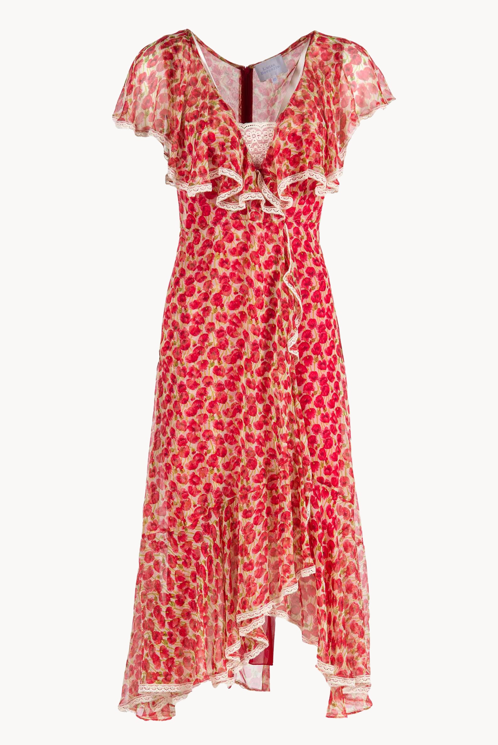 Vestito in chiffon con stampa Micro Papaveri