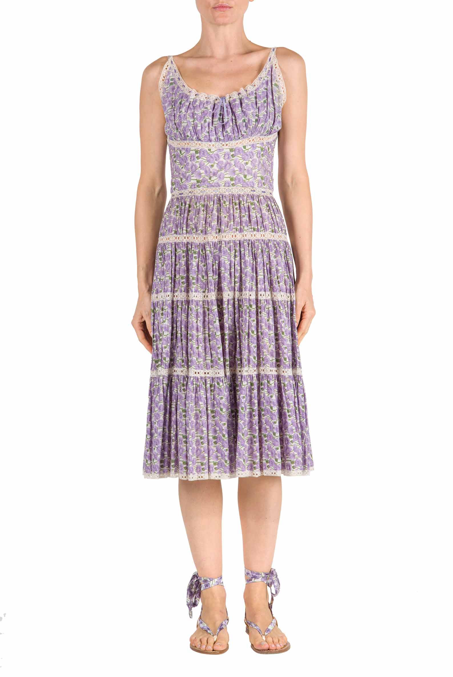 Vestito in cotone con stampa Micro Papaveri