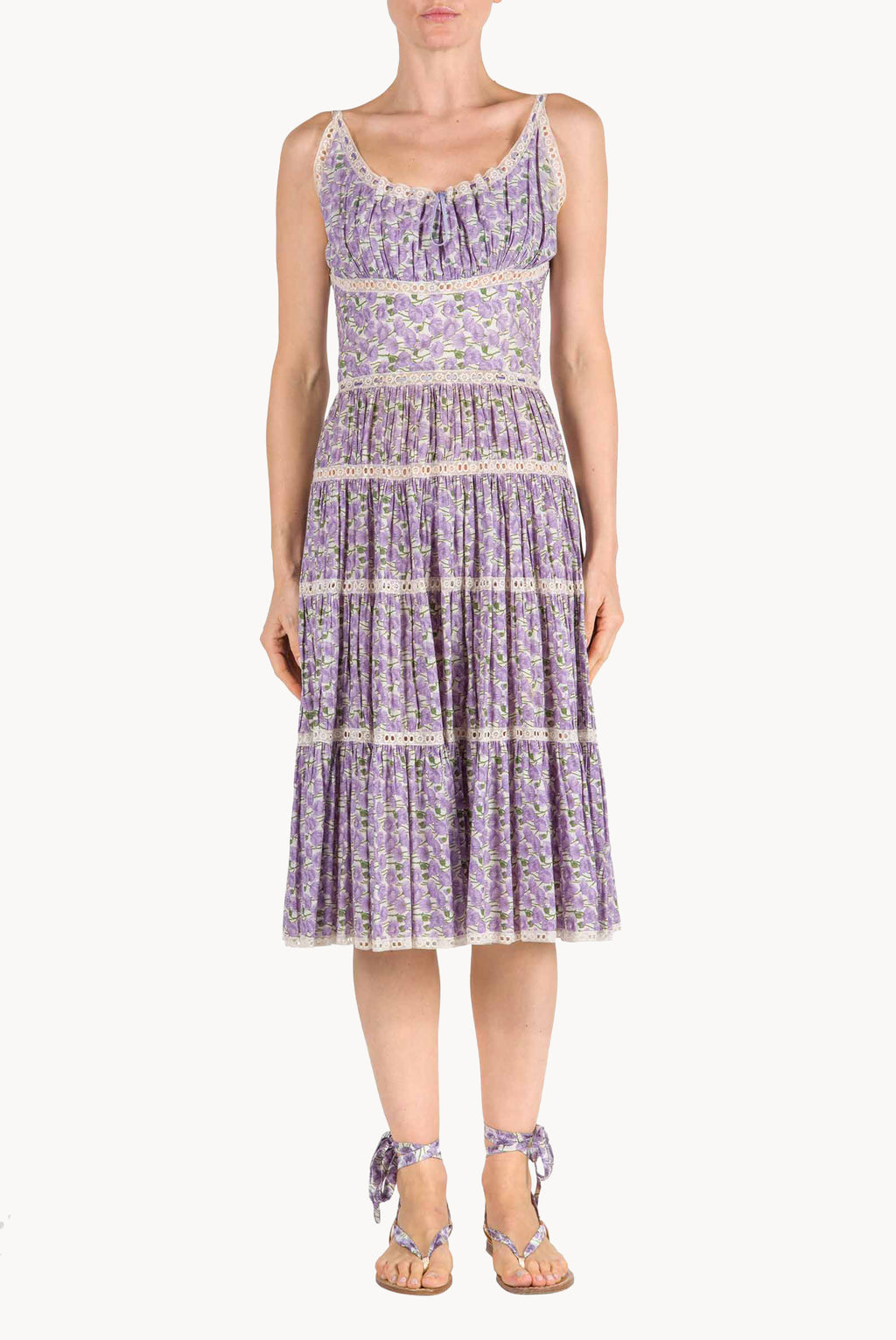 Vestito in cotone con stampa Micro Papaveri