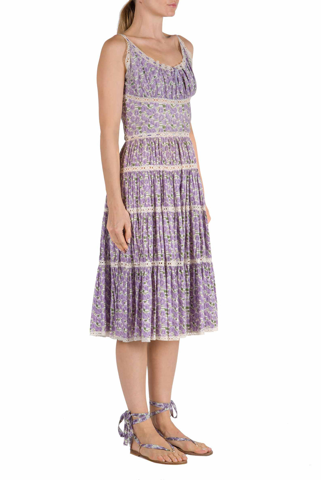 Vestito in cotone con stampa Micro Papaveri