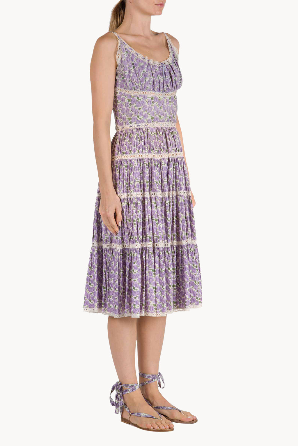 Vestito in cotone con stampa Micro Papaveri