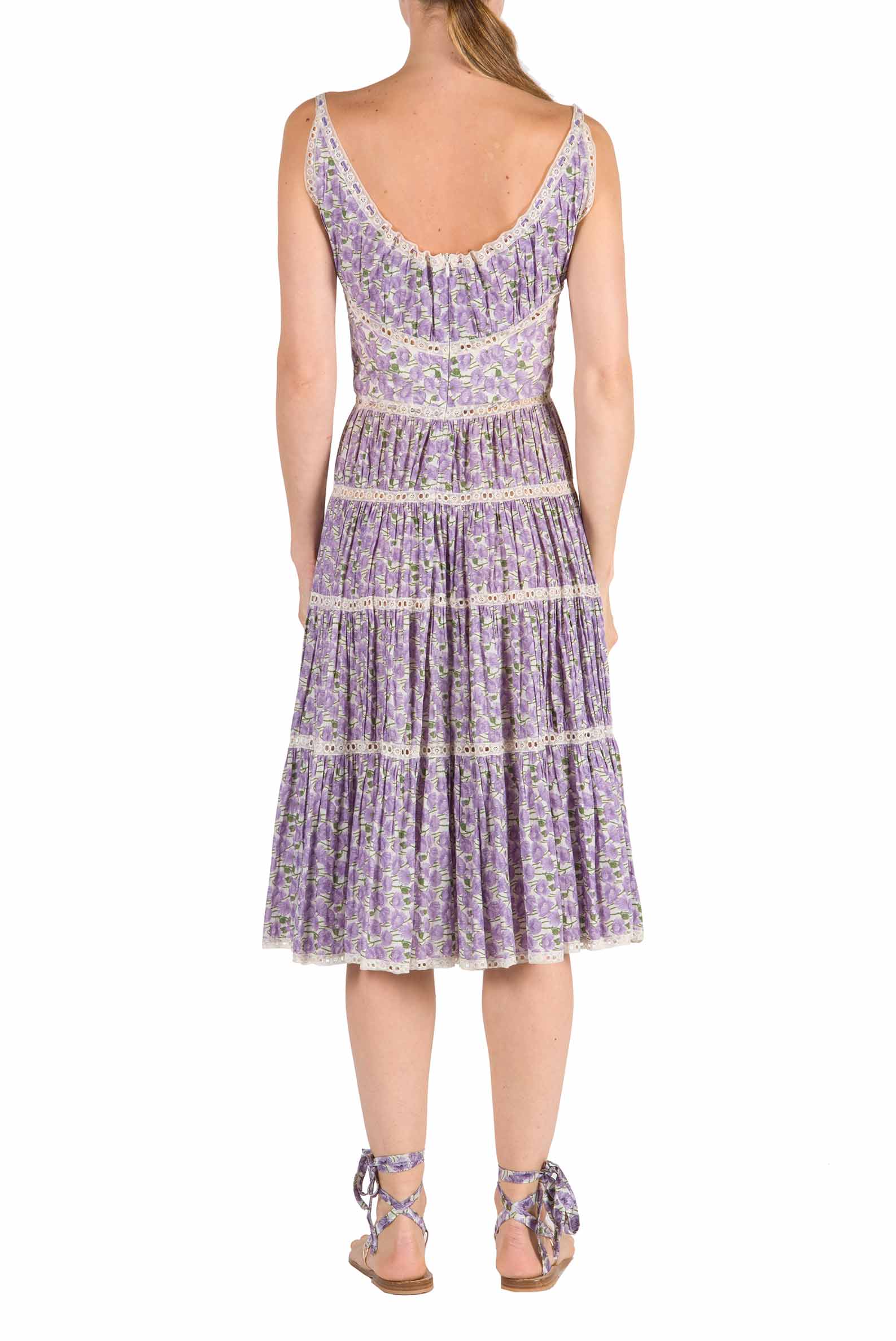 Vestito in cotone con stampa Micro Papaveri