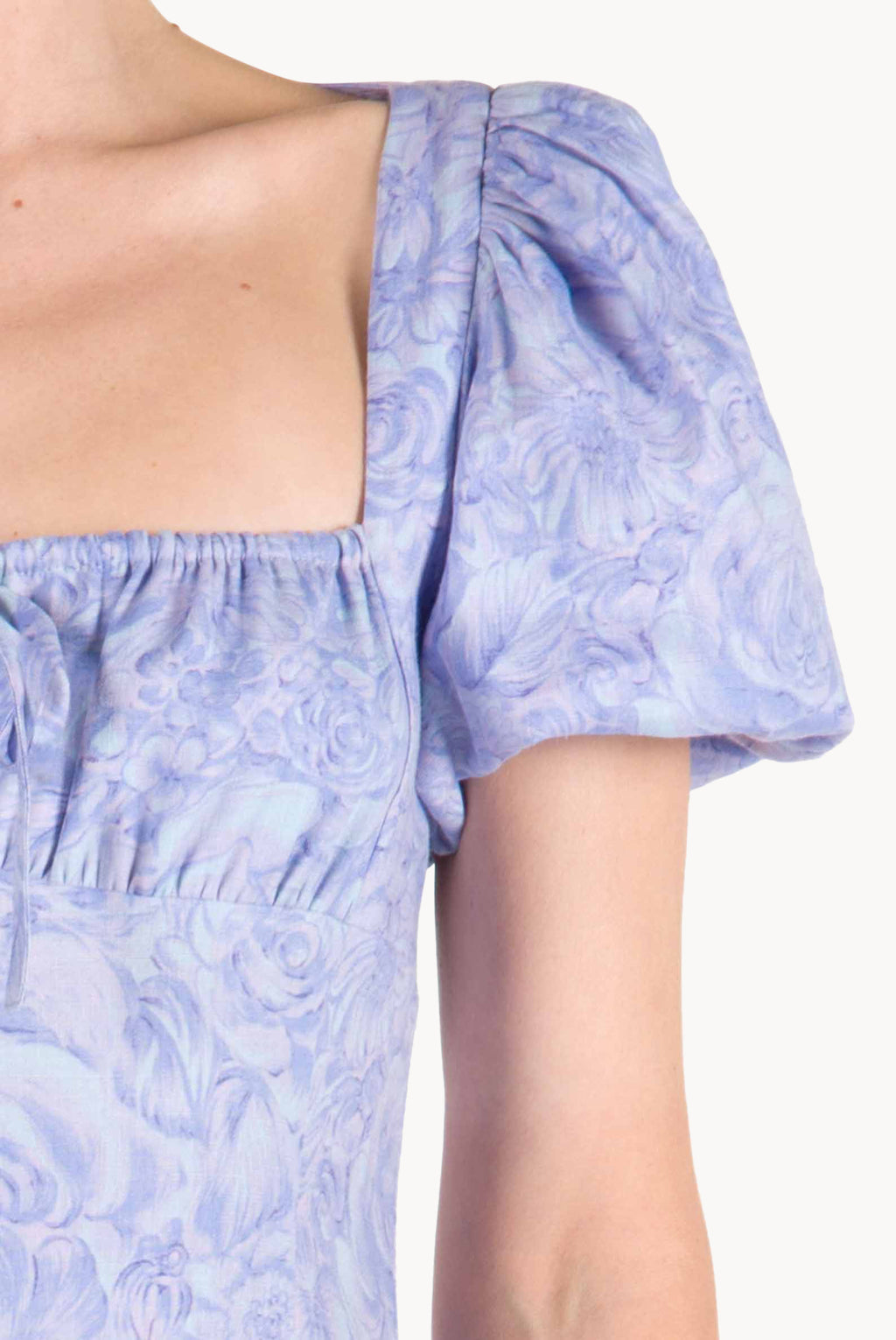 Vestito in lino con stampa rose