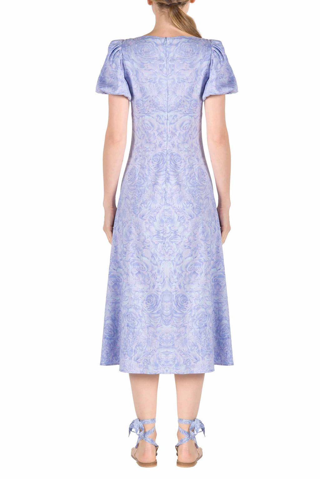 Vestito in lino con stampa rose