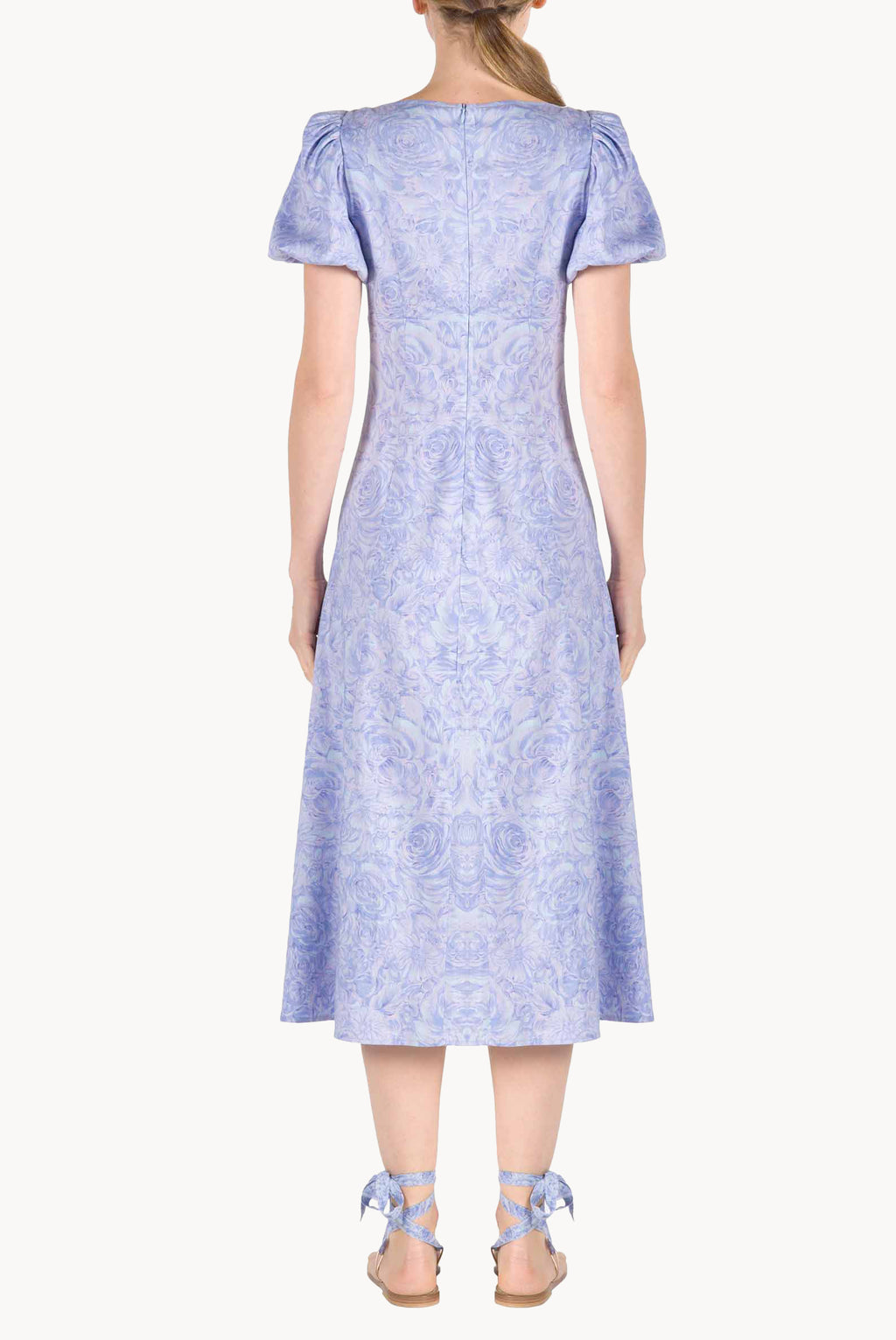 Vestito in lino con stampa rose