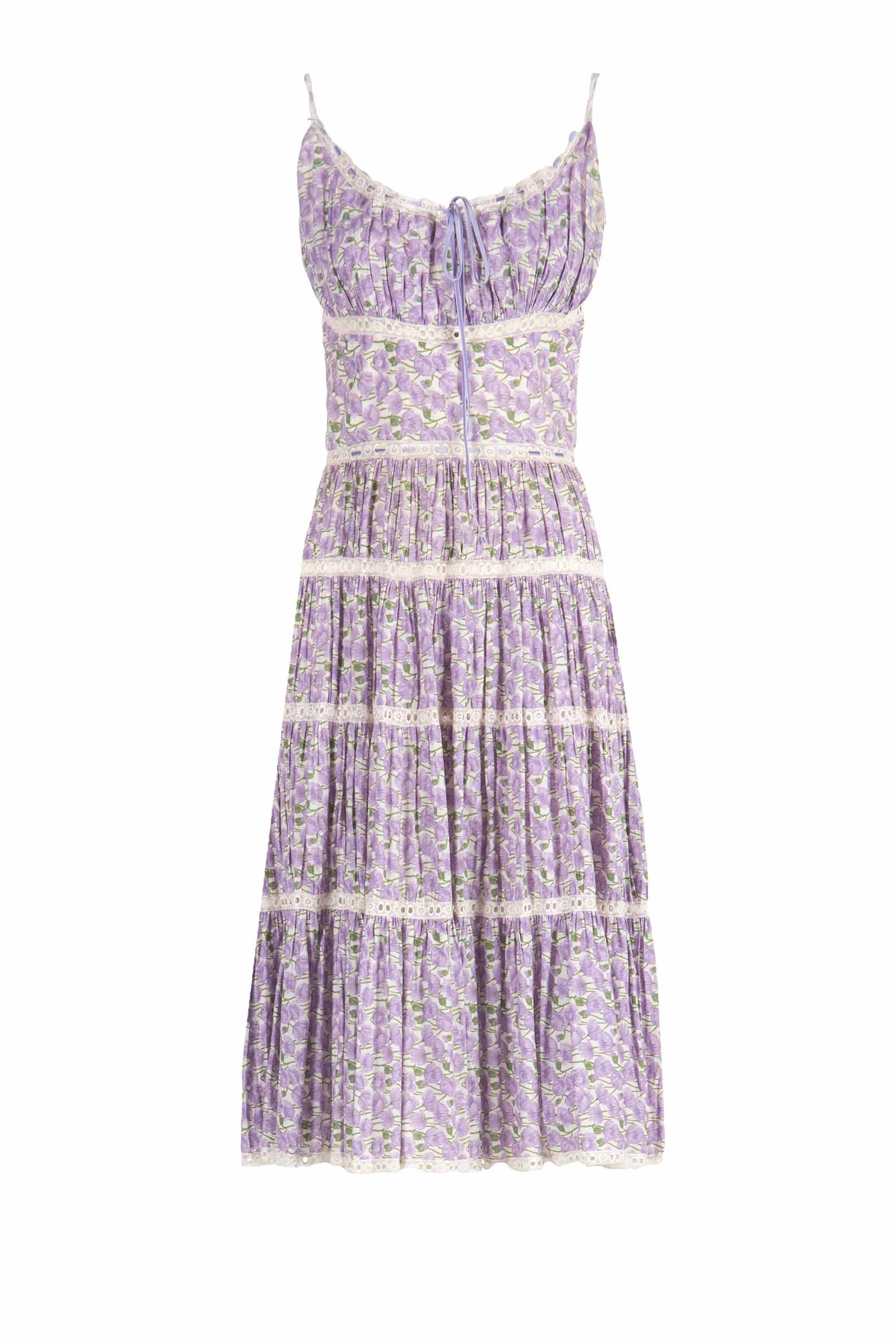 Vestito in cotone con stampa Micro Papaveri