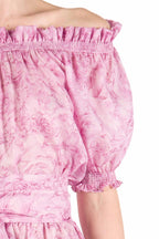 Vestito in organza stampata con rose