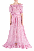 Vestito in organza stampata con rose