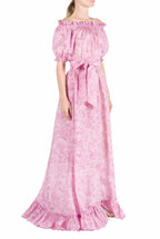 Vestito in organza stampata con rose