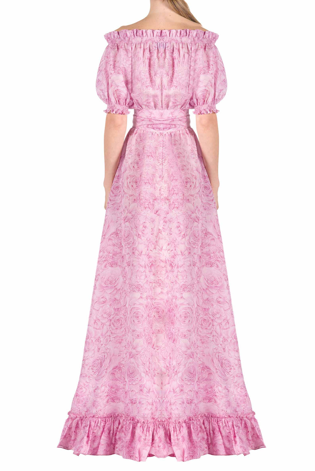 Vestito in organza stampata con rose