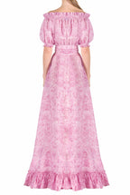 Vestito in organza stampata con rose