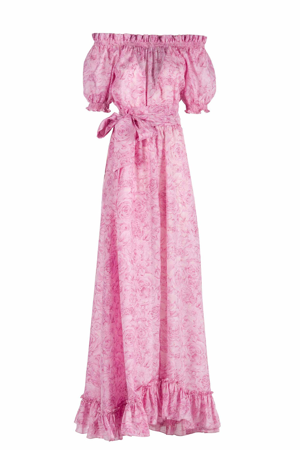 Vestito in organza stampata con rose