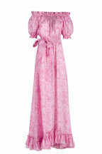 Vestito in organza stampata con rose