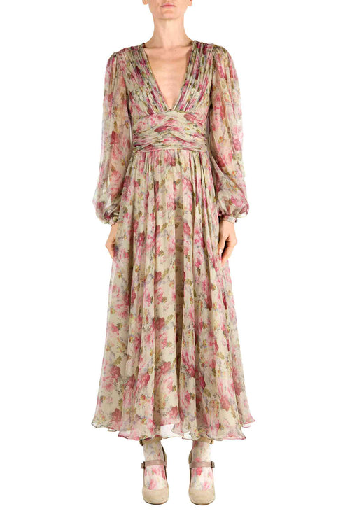 Chiffon Printed Roses Dress