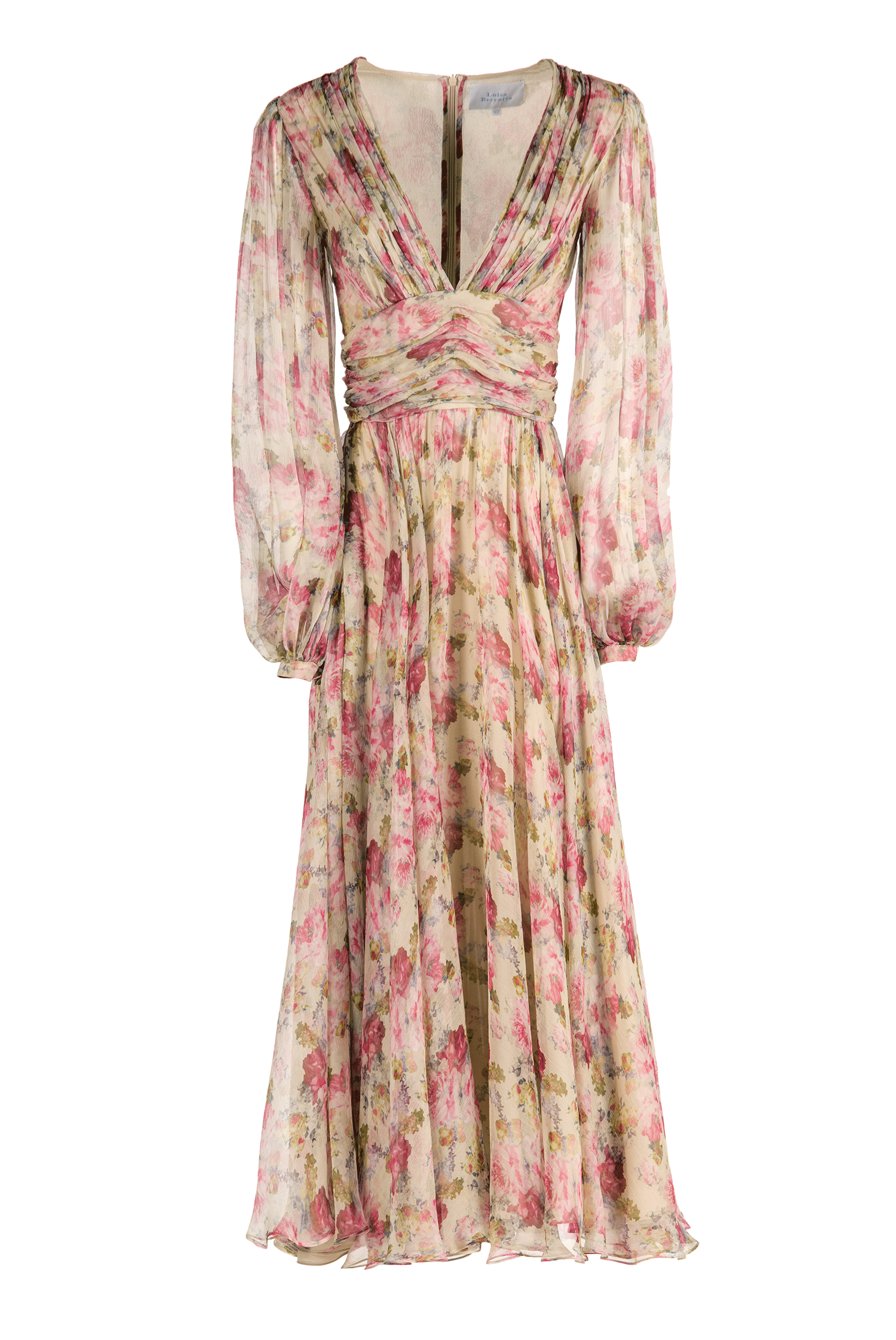 Abito in chiffon con stampa di rose