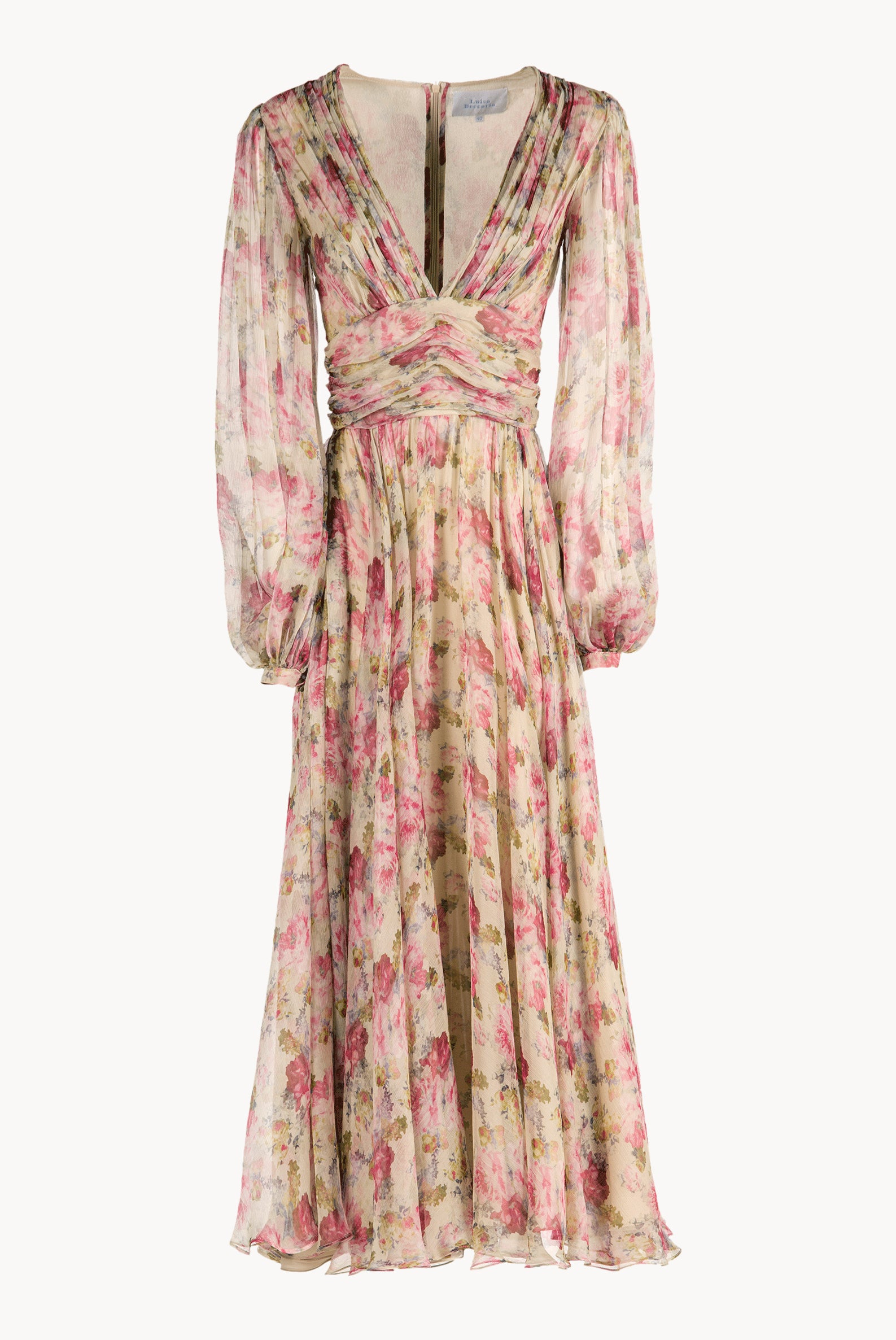 Abito in chiffon con stampa di rose