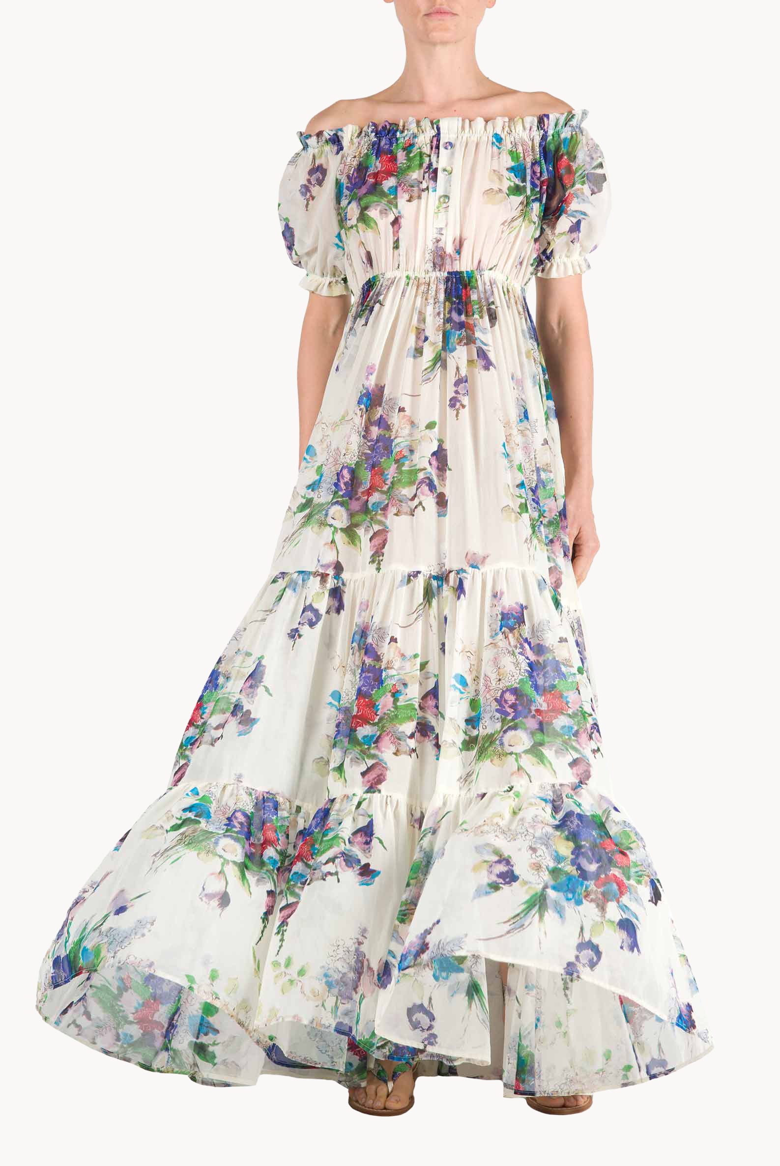 Vestito con stampa bouquet floreale