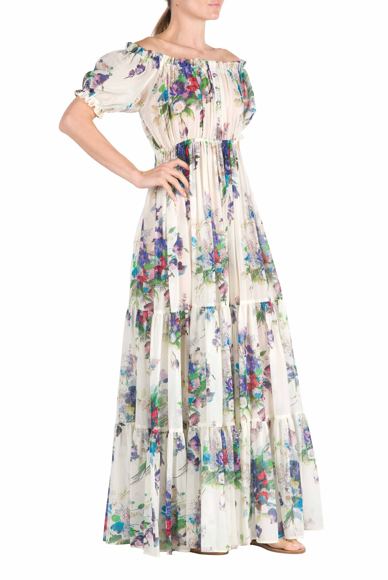 Vestito con stampa bouquet floreale