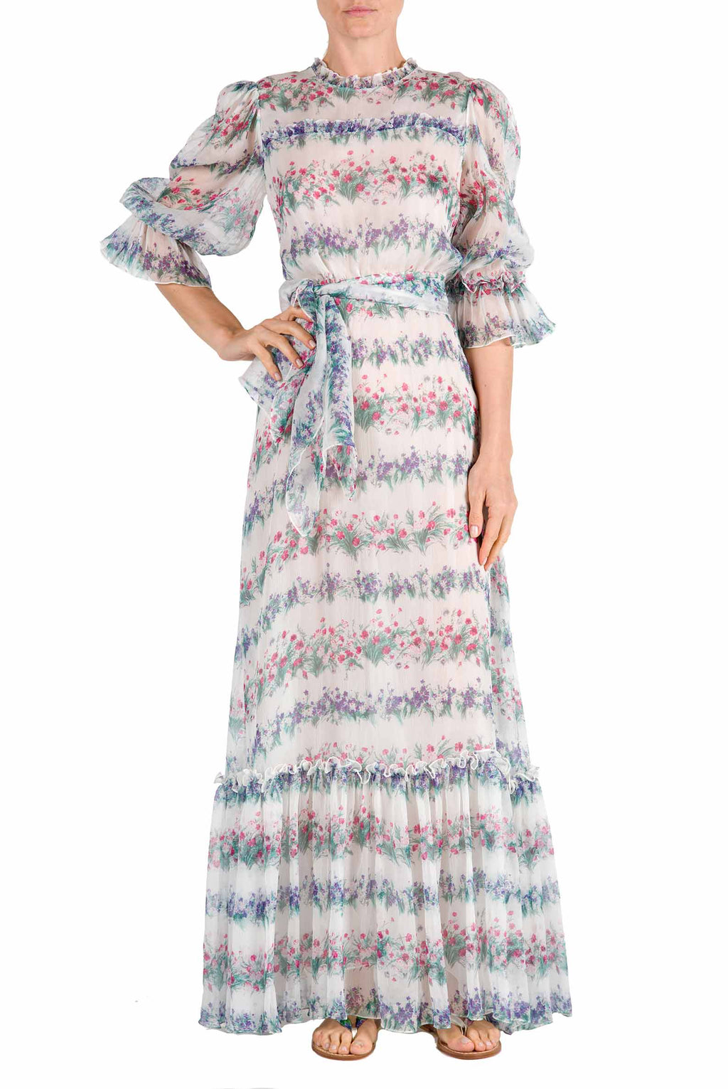 Vestito in chiffon con stampa floreale