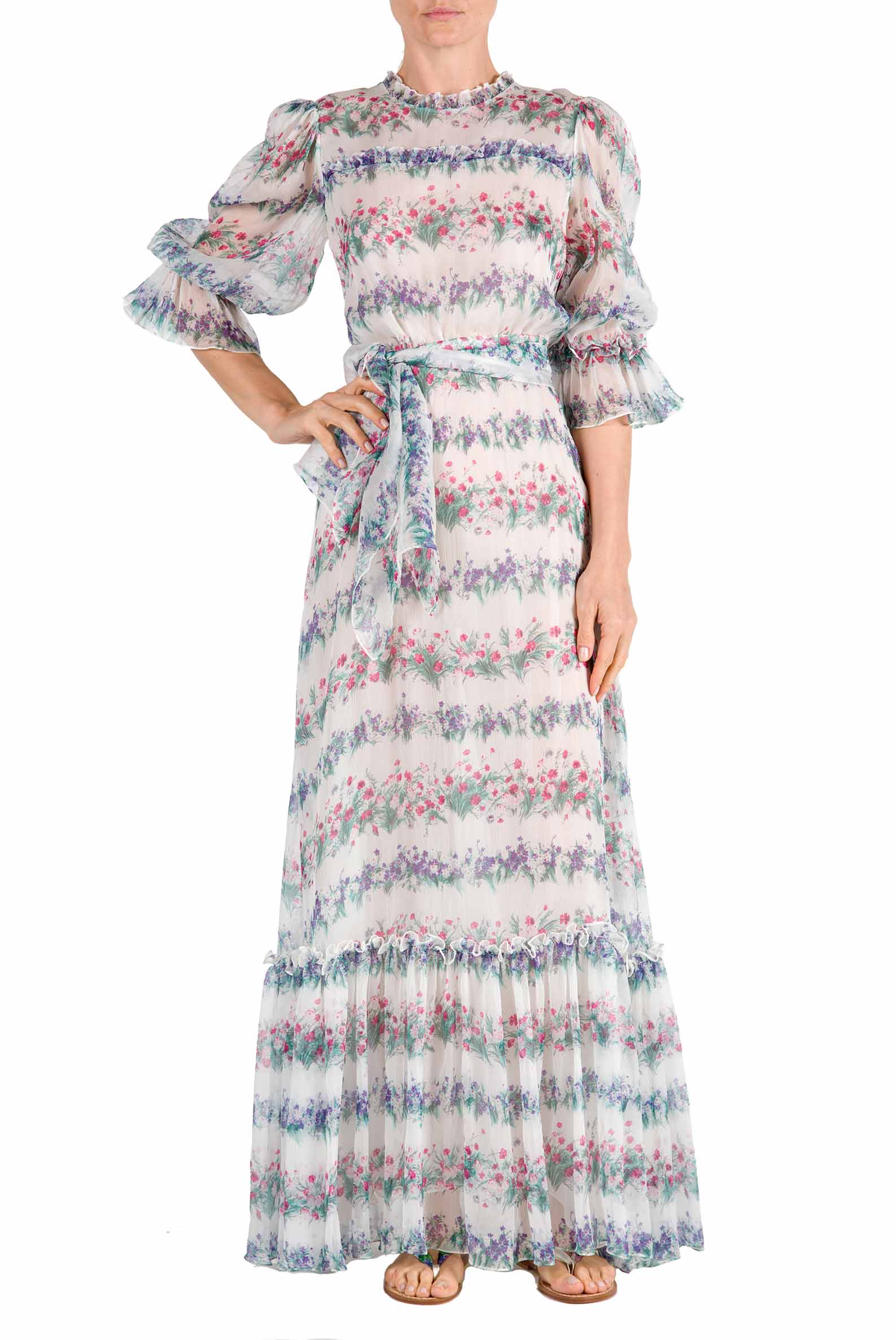 Vestito in chiffon con stampa floreale