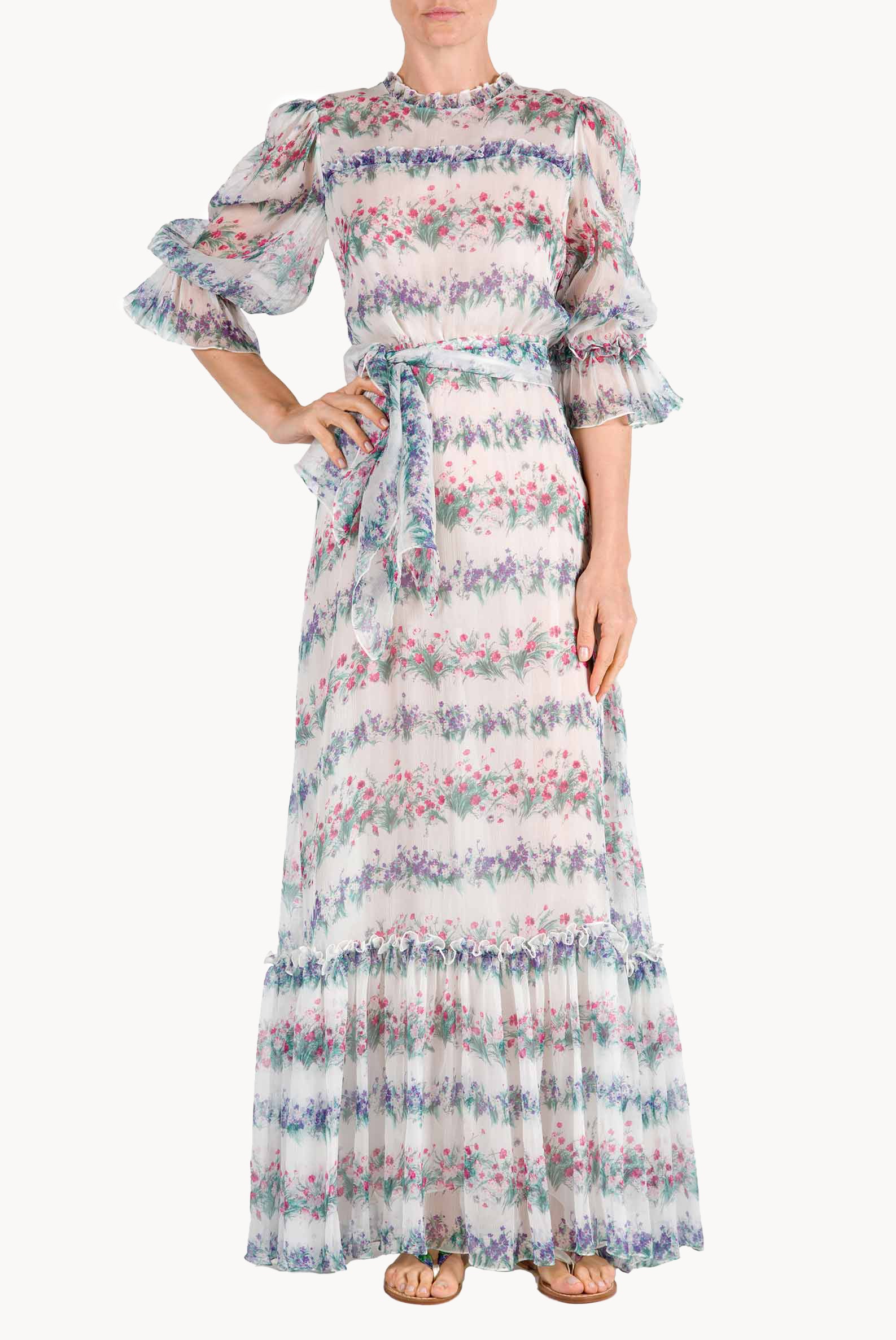 Vestito in chiffon con stampa floreale