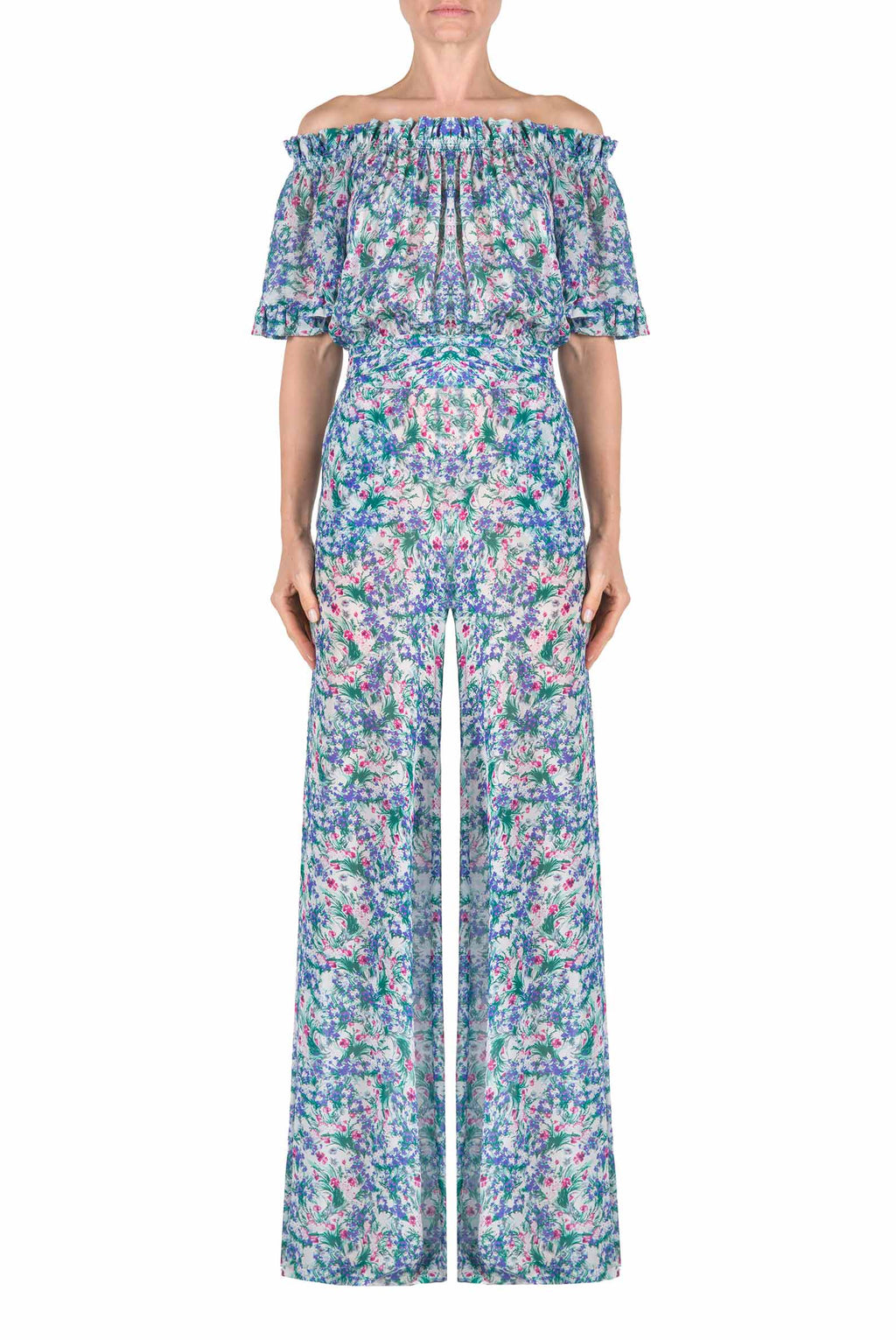 Tuta in georgette con stampa floreale