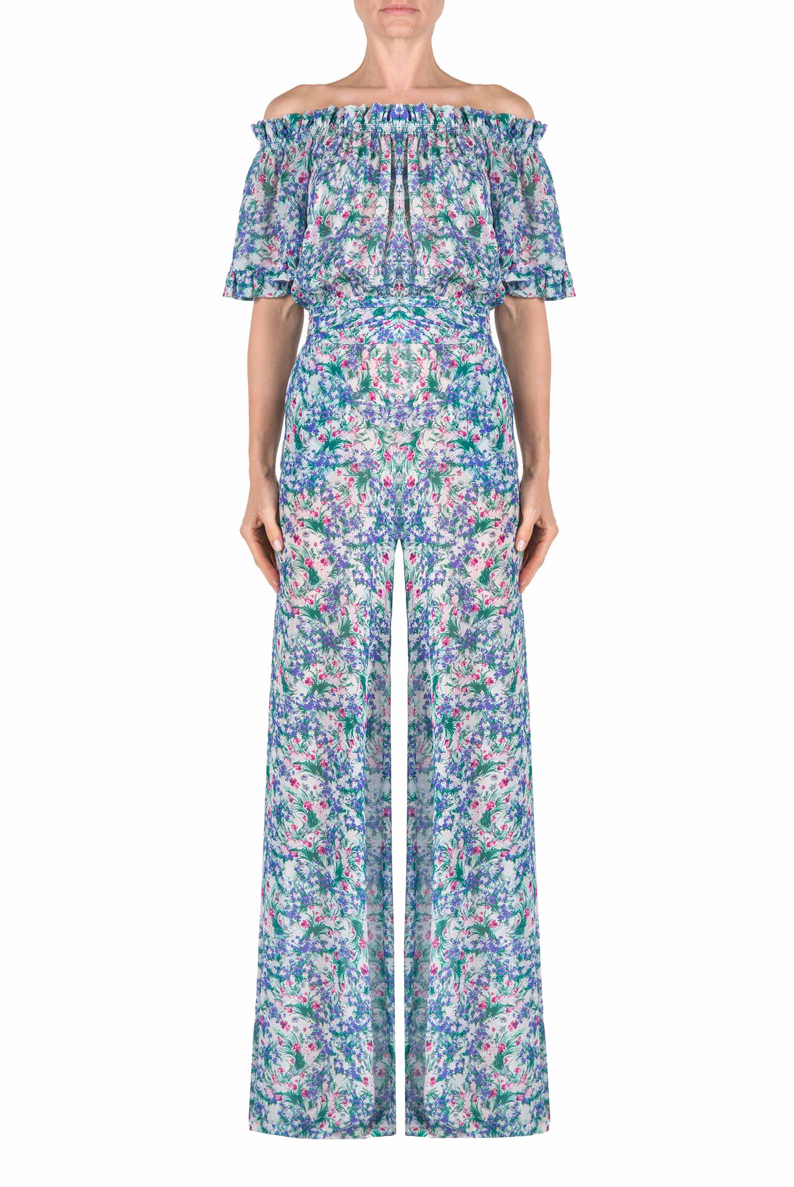 Tuta in georgette con stampa floreale